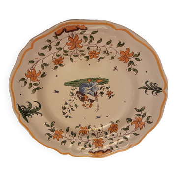 Assiette faience reproduction vieux  moustier ga