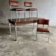 Mid-Century Belgian Brown Wood Veneer Dining Table with Chrome Legs — Silver Metal Base