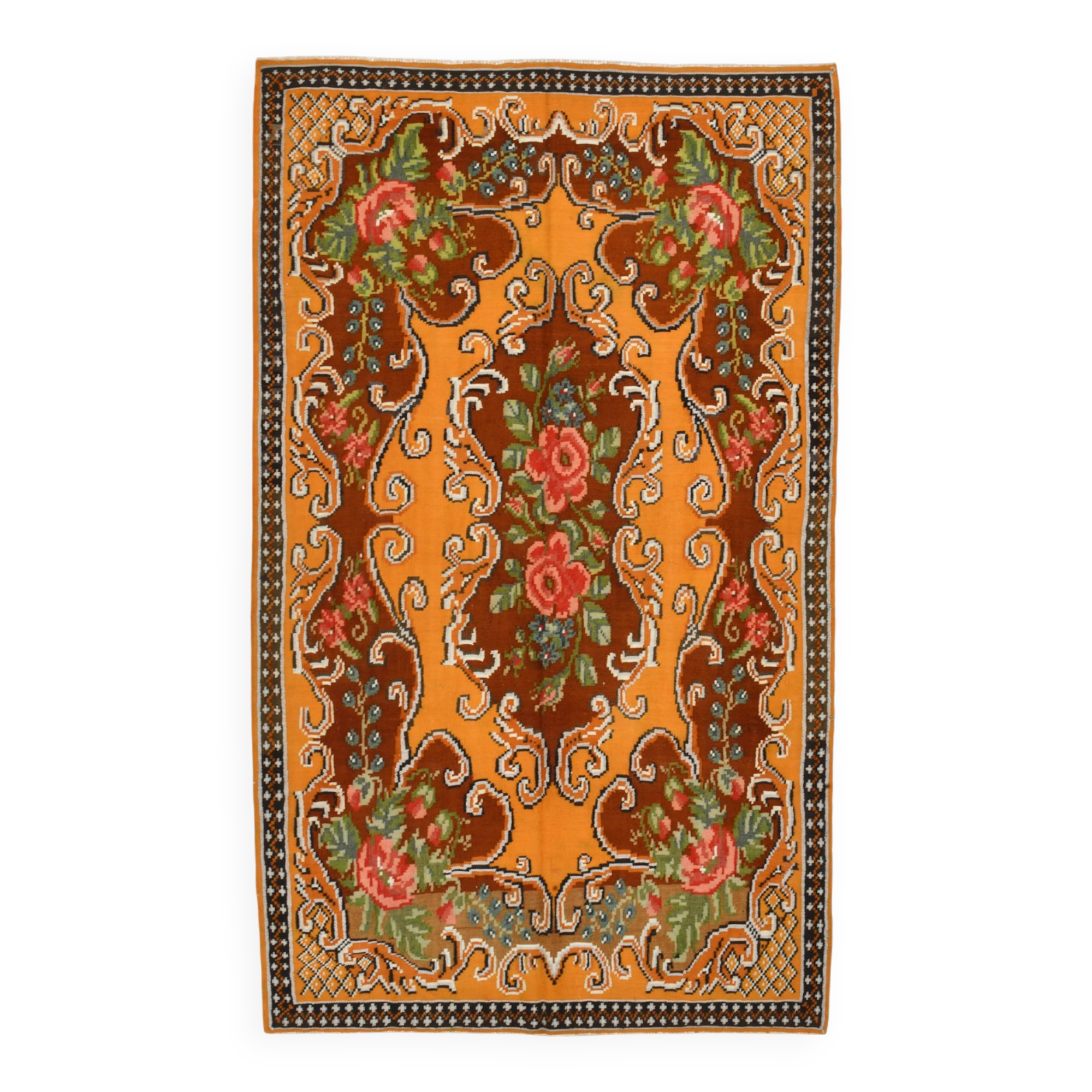 Wine Red & Orange Classic Vintage Kilim Rug, 171x289Cm