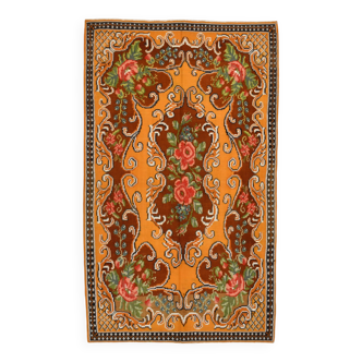Wine Red & Orange Classic Vintage Kilim Rug, 171x289Cm