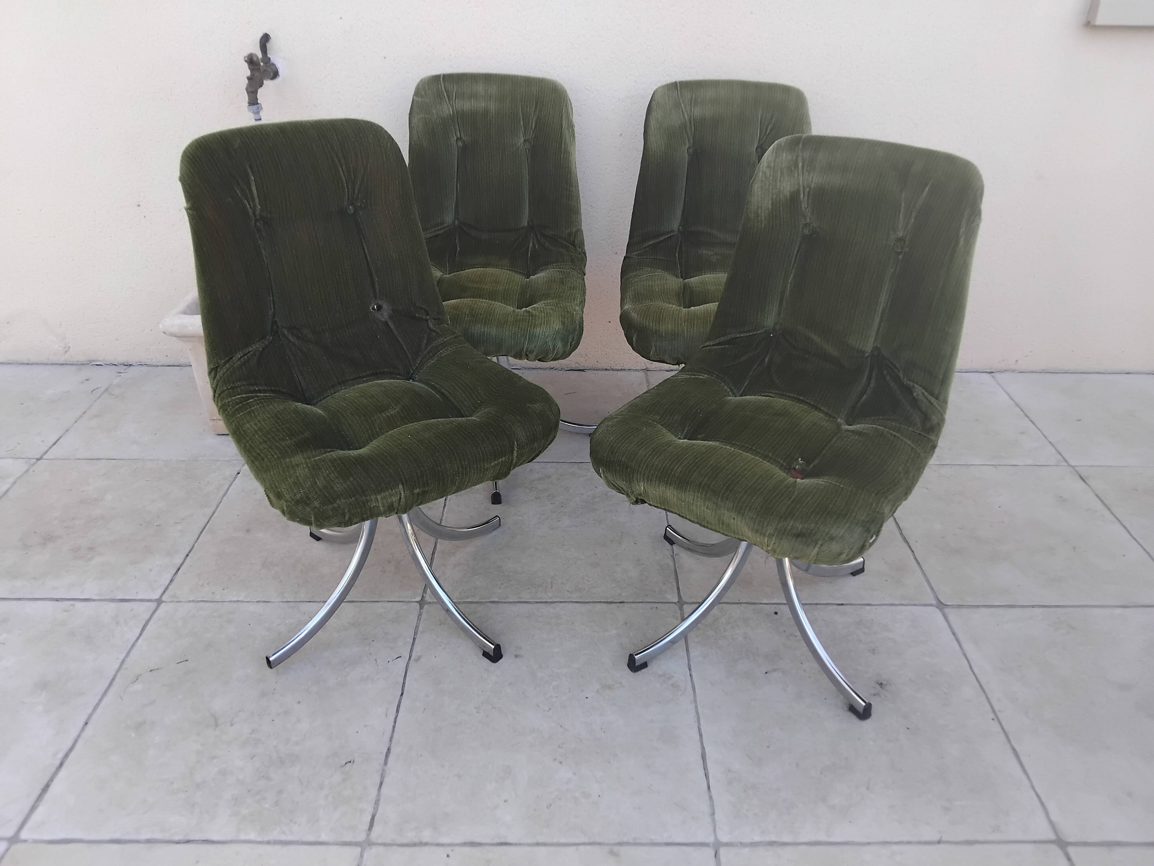 4 chaises vintage GASTONE RINALDI design année 70
