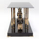 Coffee table in black hairspray, glass and gilded brass, 1970s