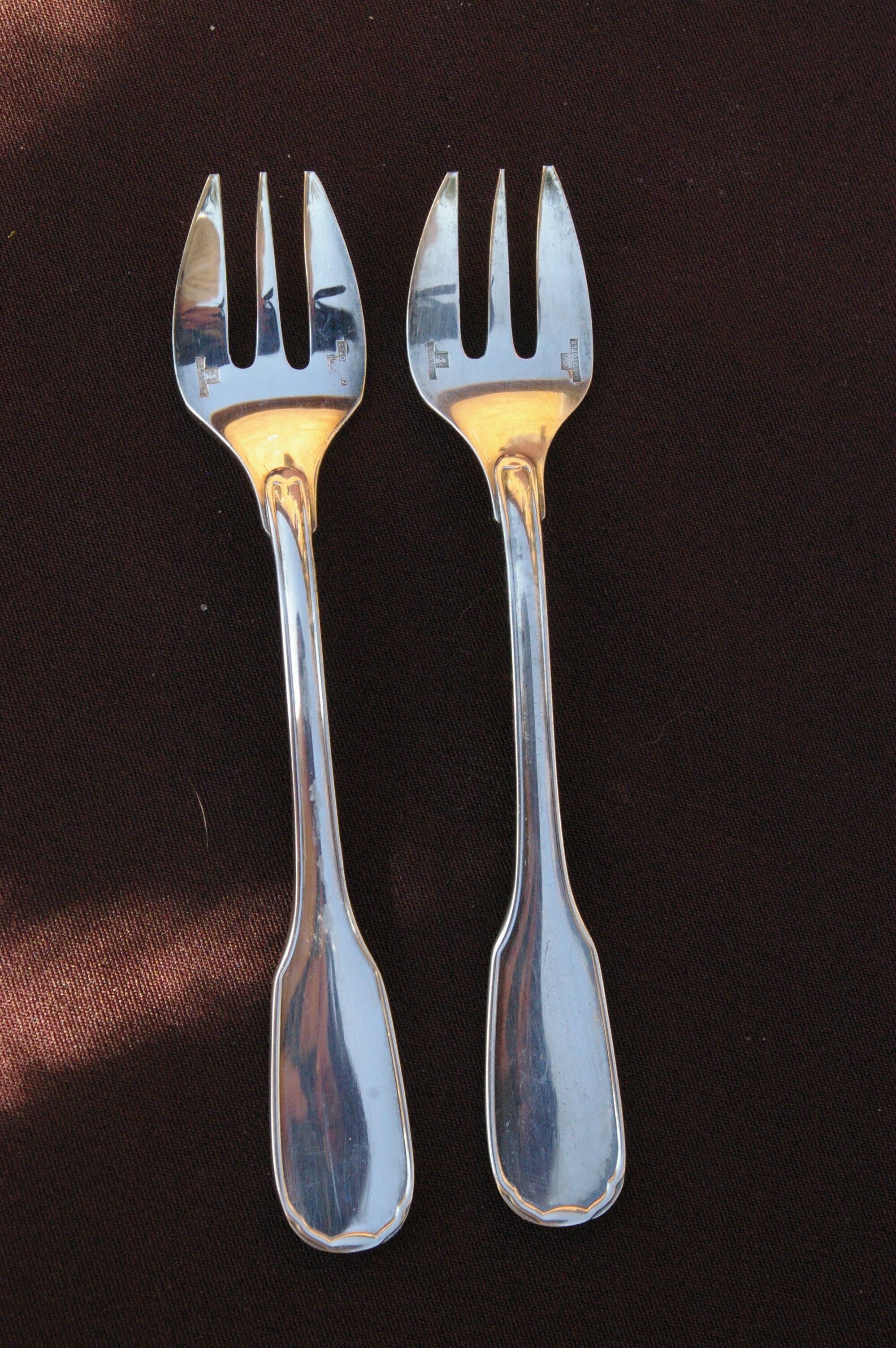2 oyster forks in silver metal christofle versailles model