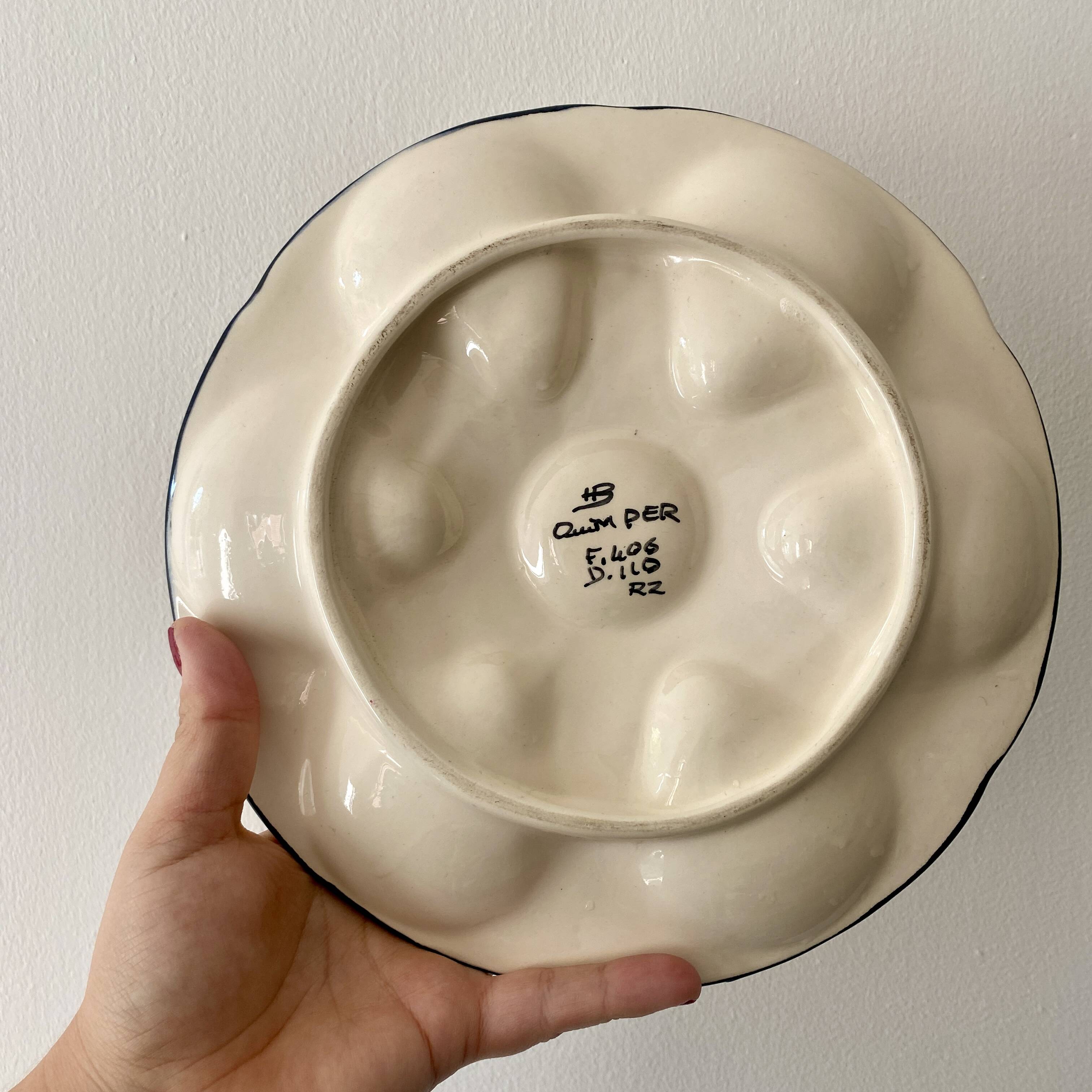 Set of 6 vintage oyster plates - Henriot - Quimper