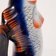 Glass and Porcelain Carafe or Vase with Blue Fish, Europe, 1960