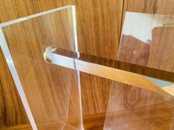 Porte-revues en plexiglas & laiton par David Lange,  1970´s