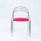 Ensemble de quatre chaises de salle à manger italiennes des années 50 en chrome et velours rose.