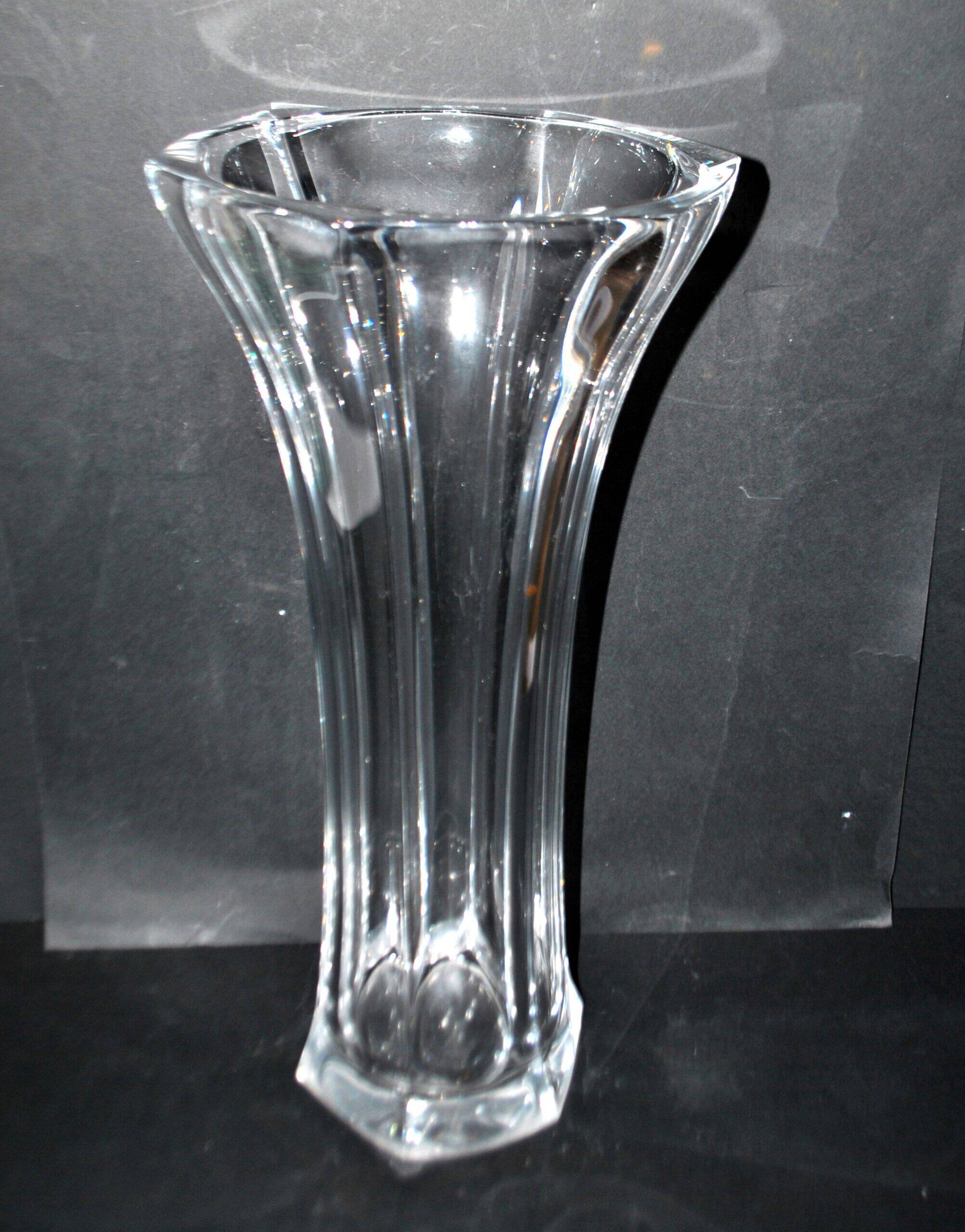 Sèvres large molded crystal vase, modernist design, H48.5