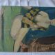 Huile sur bois portrait jeune femme 1948