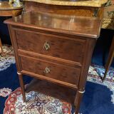 Petite commode XIXe 2 tiroirs et tablette d'entrejambes acajou massif Louis