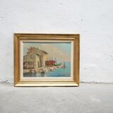 Old painting, oil on panel signed Roustin
