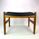 Tabouret en cuir noir et palissandre, de design danois fabriqué par Spøstrup Furniture, années 1960
