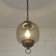 Suspension vintage en cuivre et verre ambré, style moderne du milieu du siècle