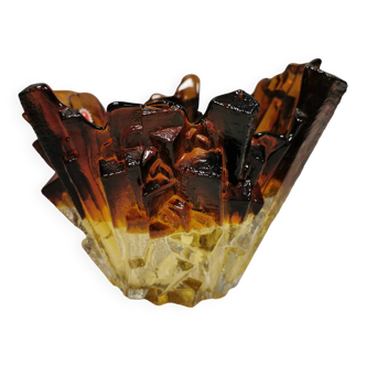 Glass bowl designed by Pertti Santalahti for Humppila Glas Finland 1960-170s.