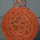 Orange lampshade in cord and rattan from the 1970s