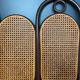 Curved wooden bench with caning, stamped Thonet - model 83 - early.