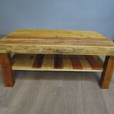 Coffee table with rustic wooden shelf