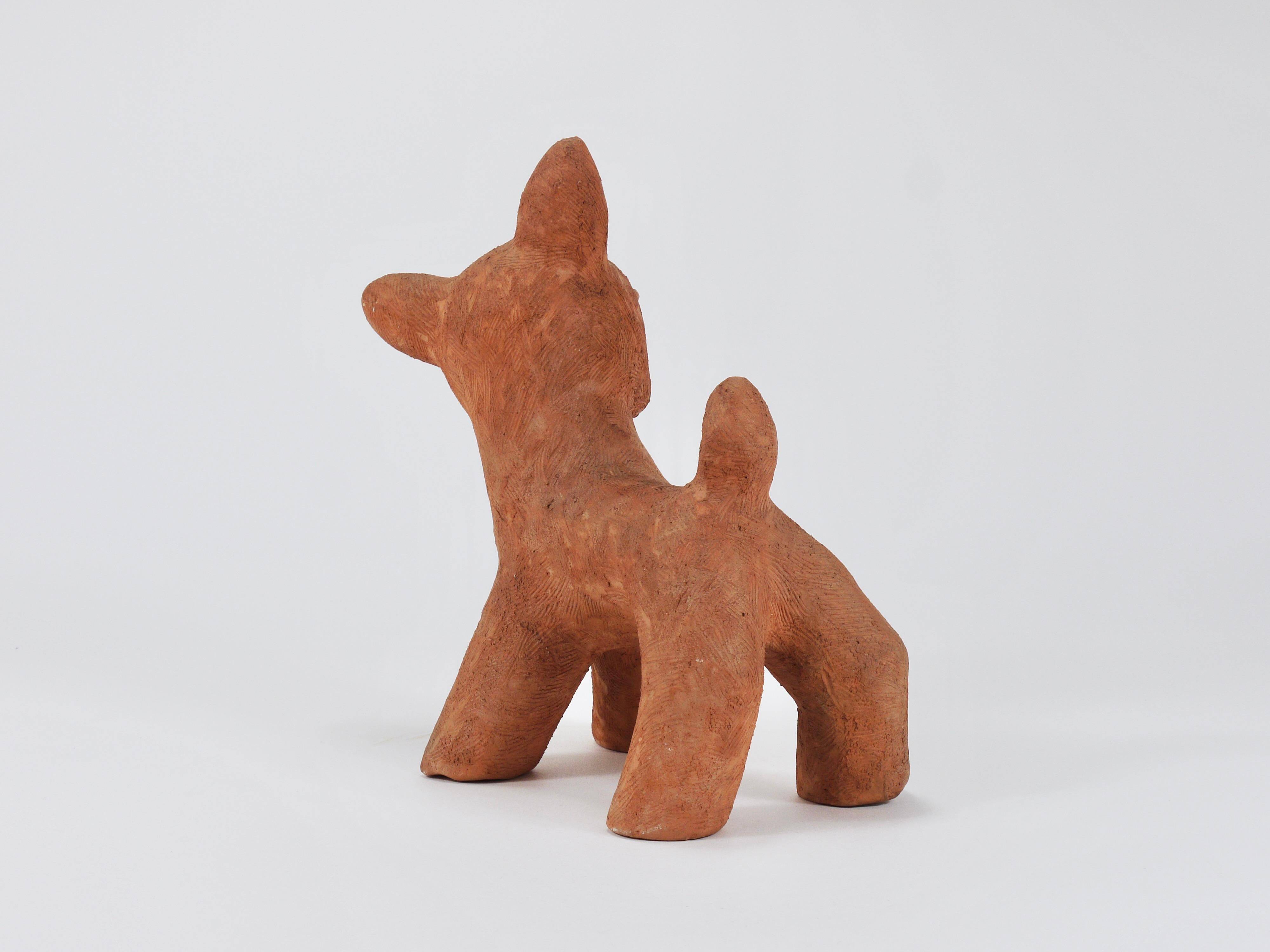 Walter Bosse Large Ceramic Sculpture of Baby Deer, Austria, 1920s