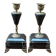 Pair of Napoleon III candlesticks. Bicolour marble, gilded bronze.