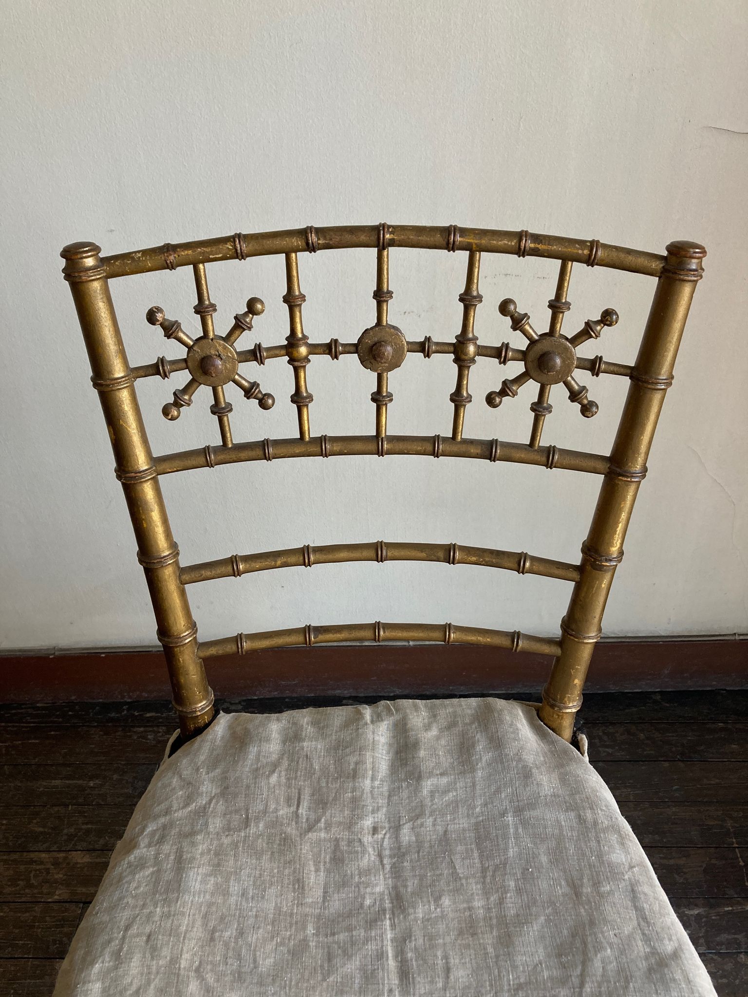 Chair in gilded wood and linen Napoleon III