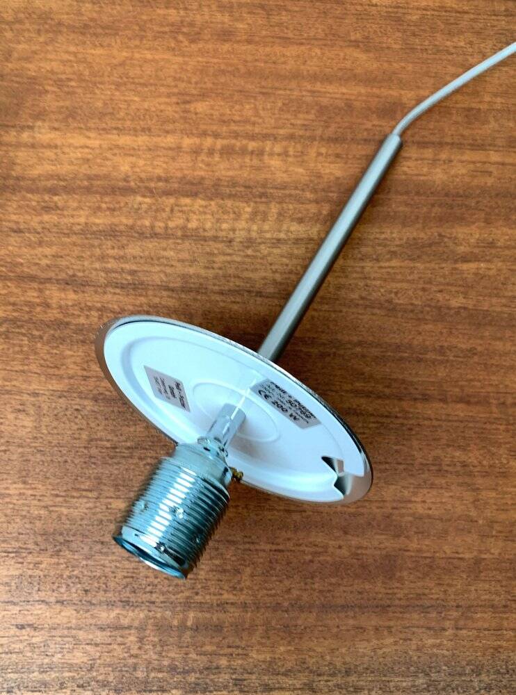 Suspended glass ball lamp by Peill & Putzler.