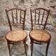 2 chaises bistrot viennoises Kohn antiques en bois courbé et cannage, Autriche vers 1900–1930