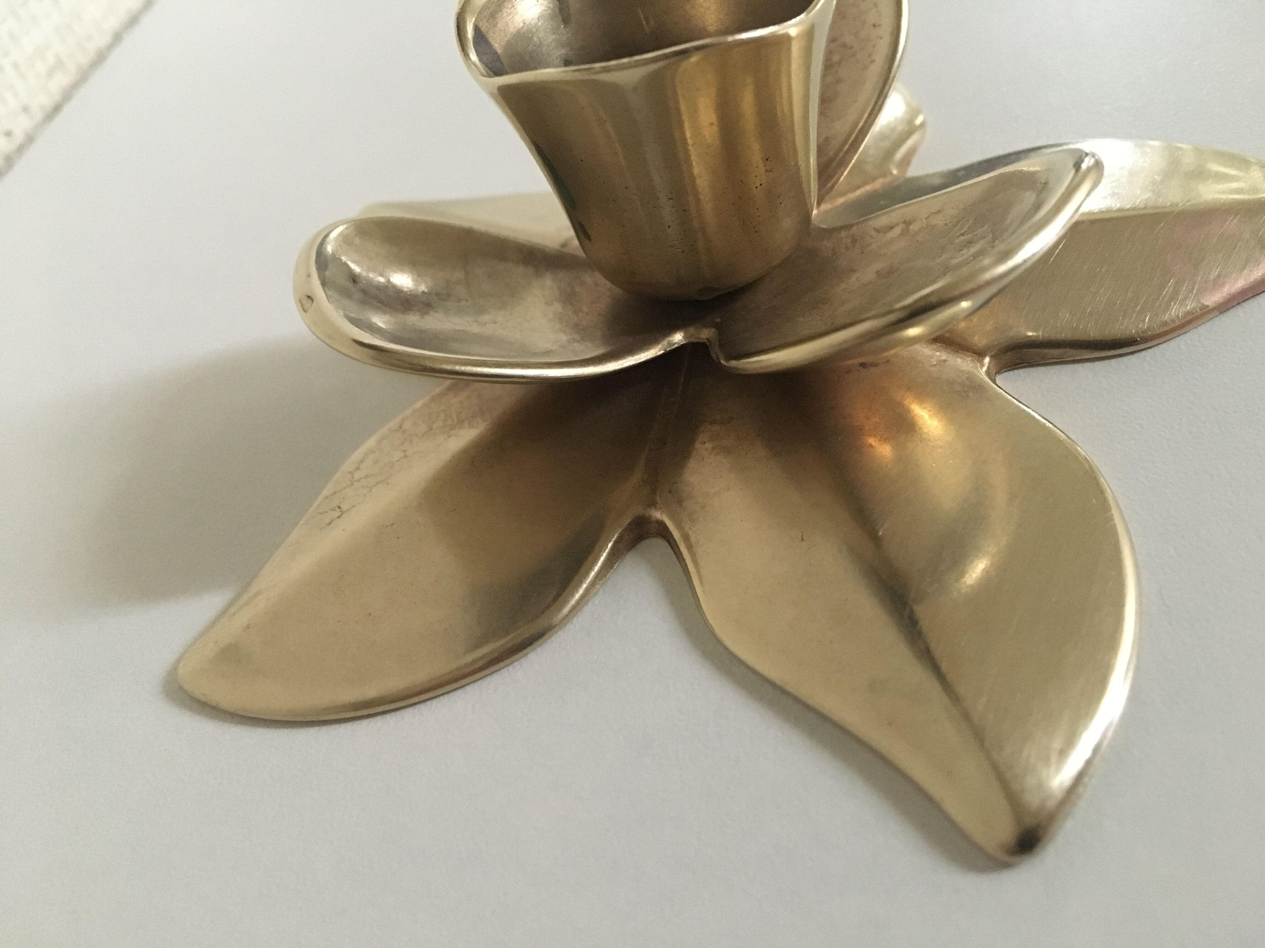 Brass flower candlestick