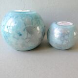 Pair of lacquered glass ball vases by Jean Noel Bouillet, 60/70