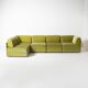 70s style 6-piece modular sofa in green velvet, Germany, circa 1990s