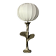Solid brass silver custom made flower lamp with cocoon fabric shade, 1970s