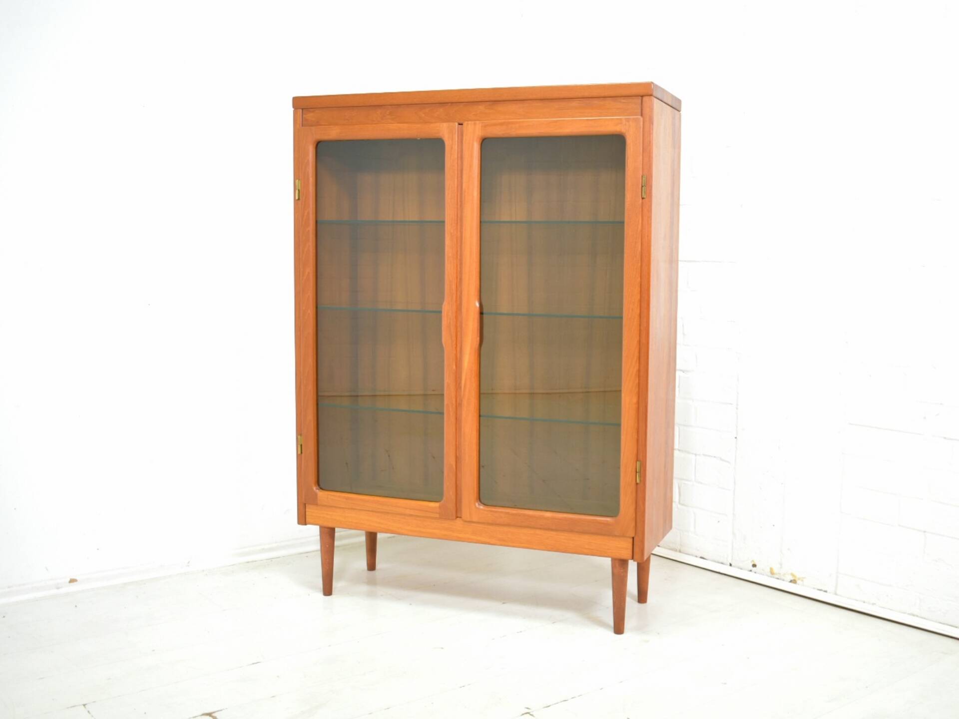 Danish solid teak display cabinet 1960s Scandinavian vintage