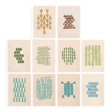 Collection of 10 paintings on paper in warm and cool tones signed Eawy.