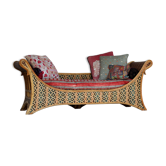 Large Polychrome Rattan Sofa - Orientalist