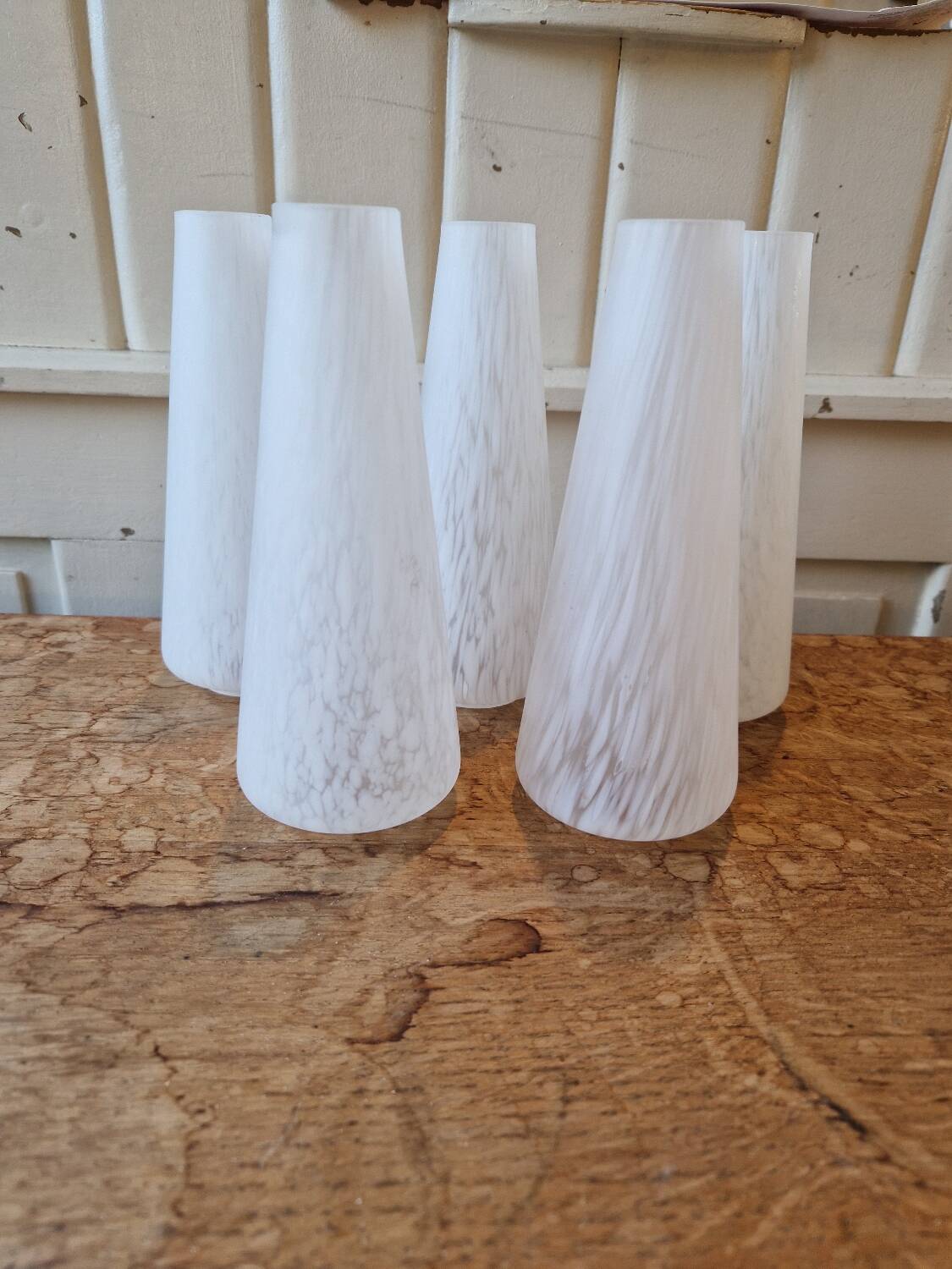 Set of 5 Opaline Tulips Clichy Speckled Glass