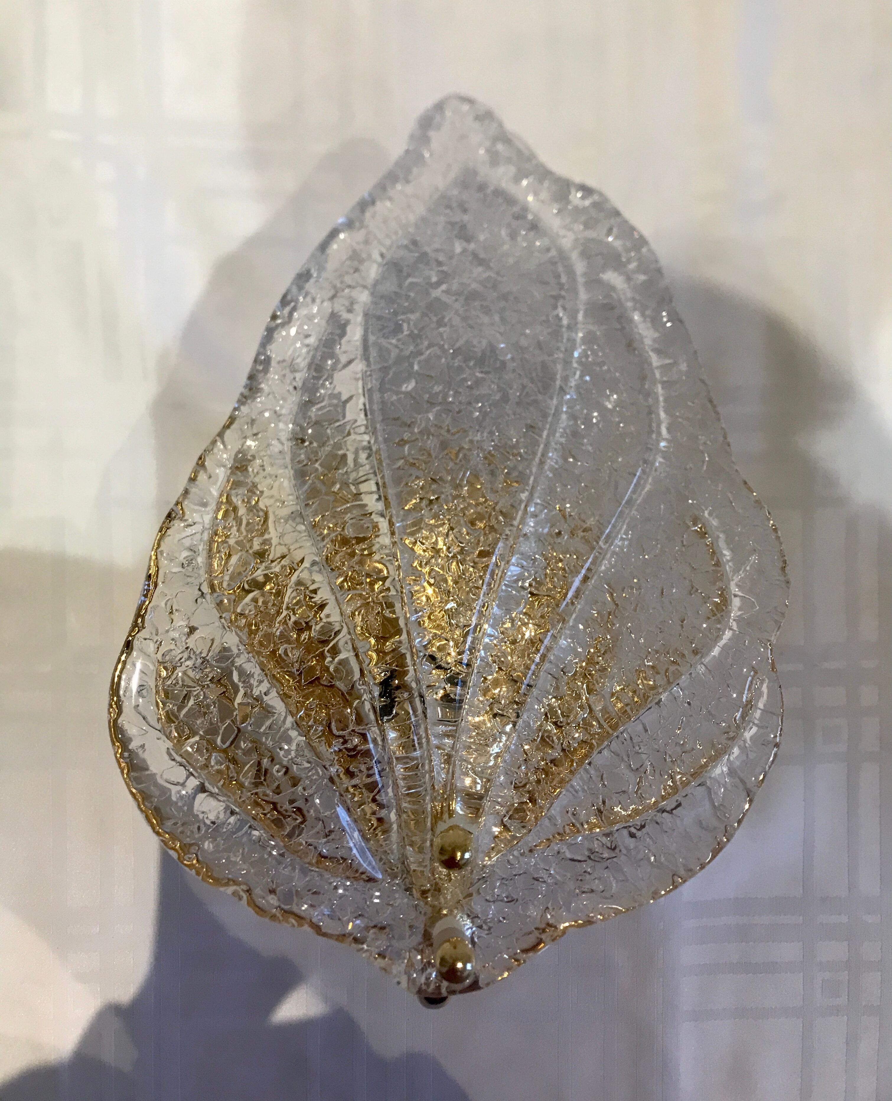 Pair of wall lamps Murano glass sheet