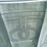 Old embroidered table centre Grey Green 55x111 cm