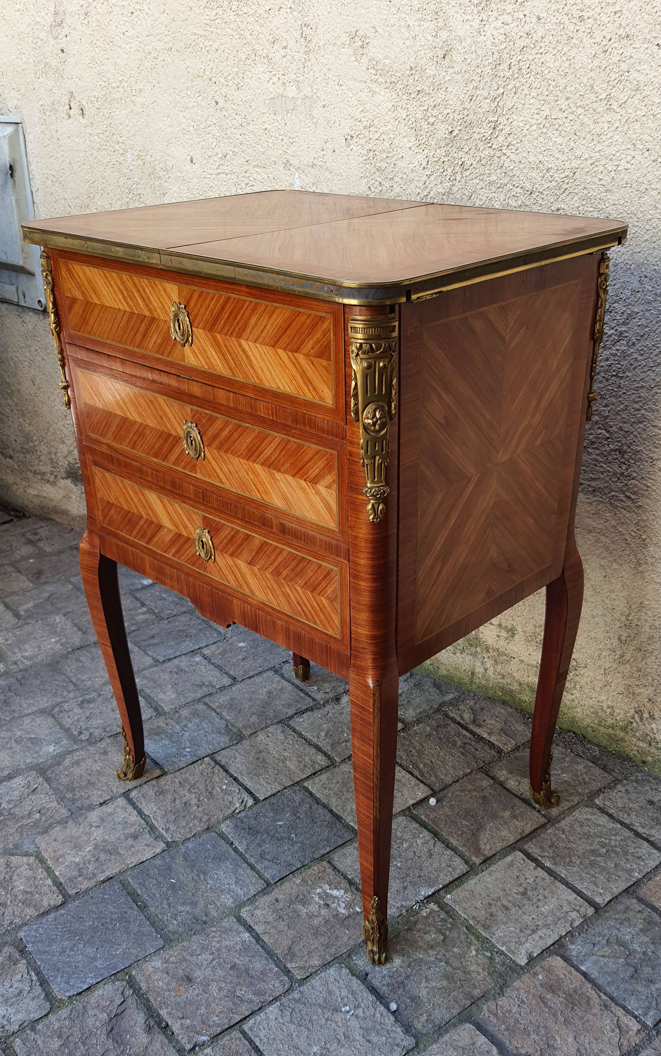 Louis XV Marquetry Bar Cabinet