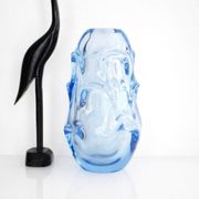 Mid-century modern crystal vase in pale blue by Börne Augustsson for Åseda