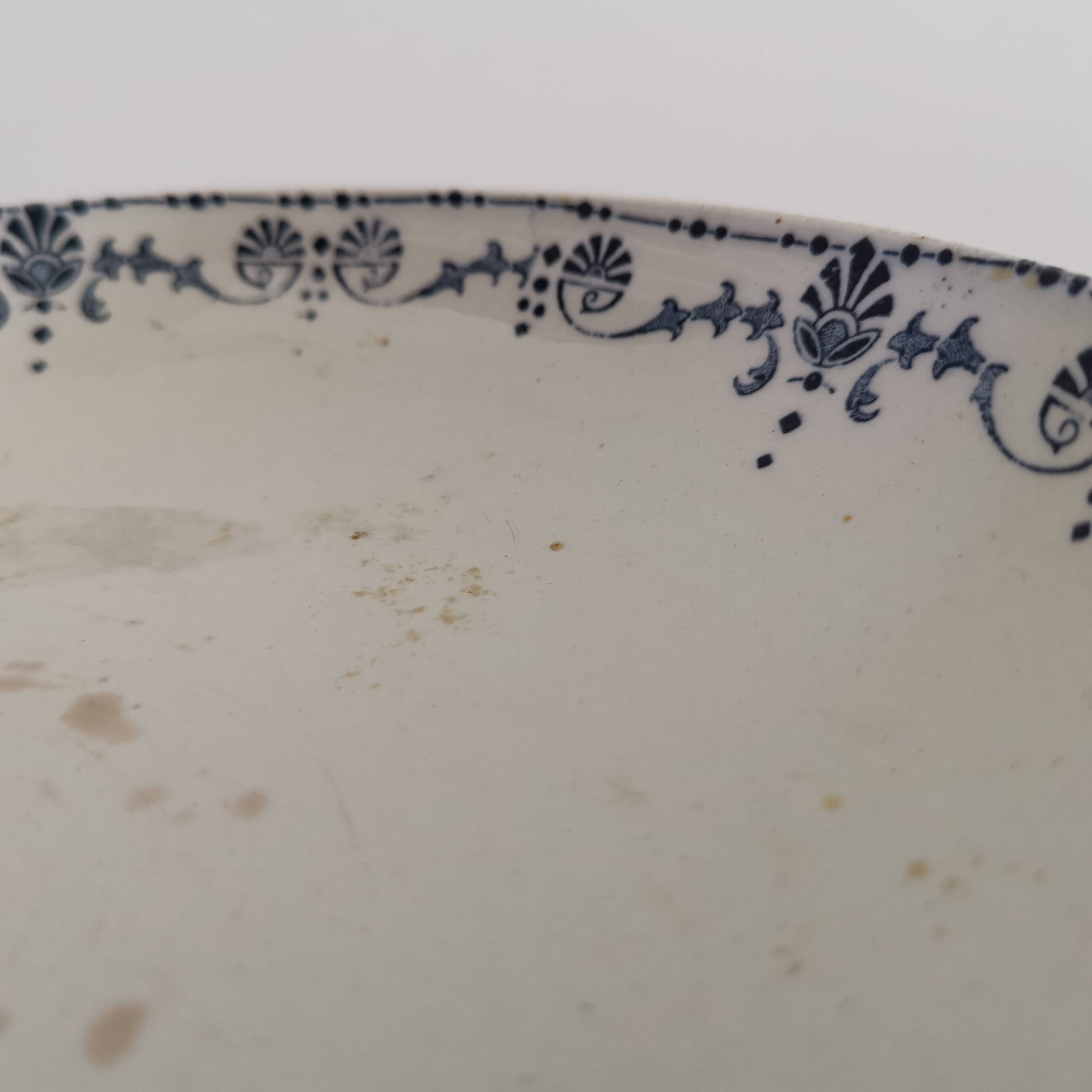 Old compote bowl Terre de Fer Opaque Porcelain from Gien "Etruscan" model