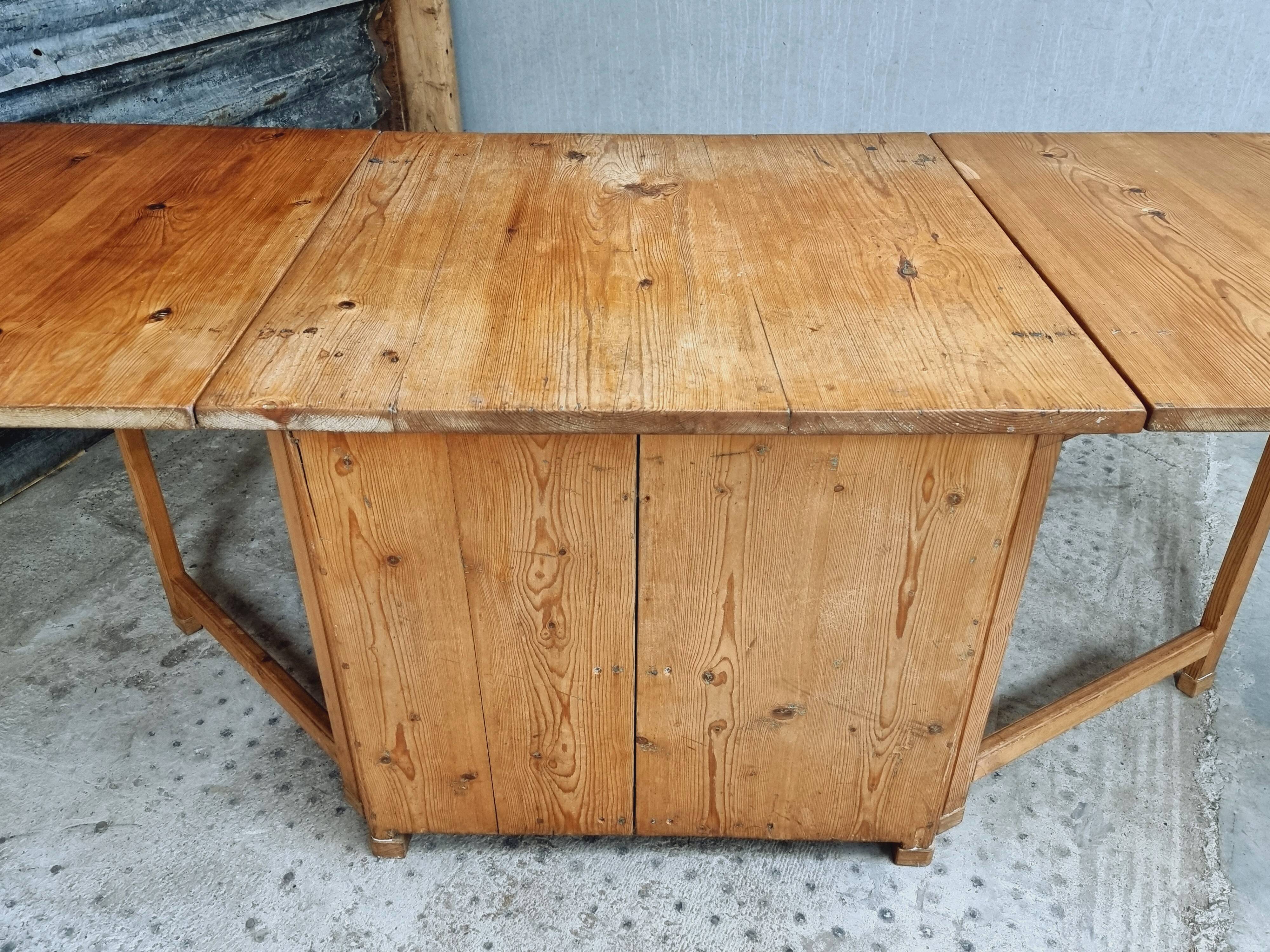 Antique Swedish table folding table with plenty of storage space