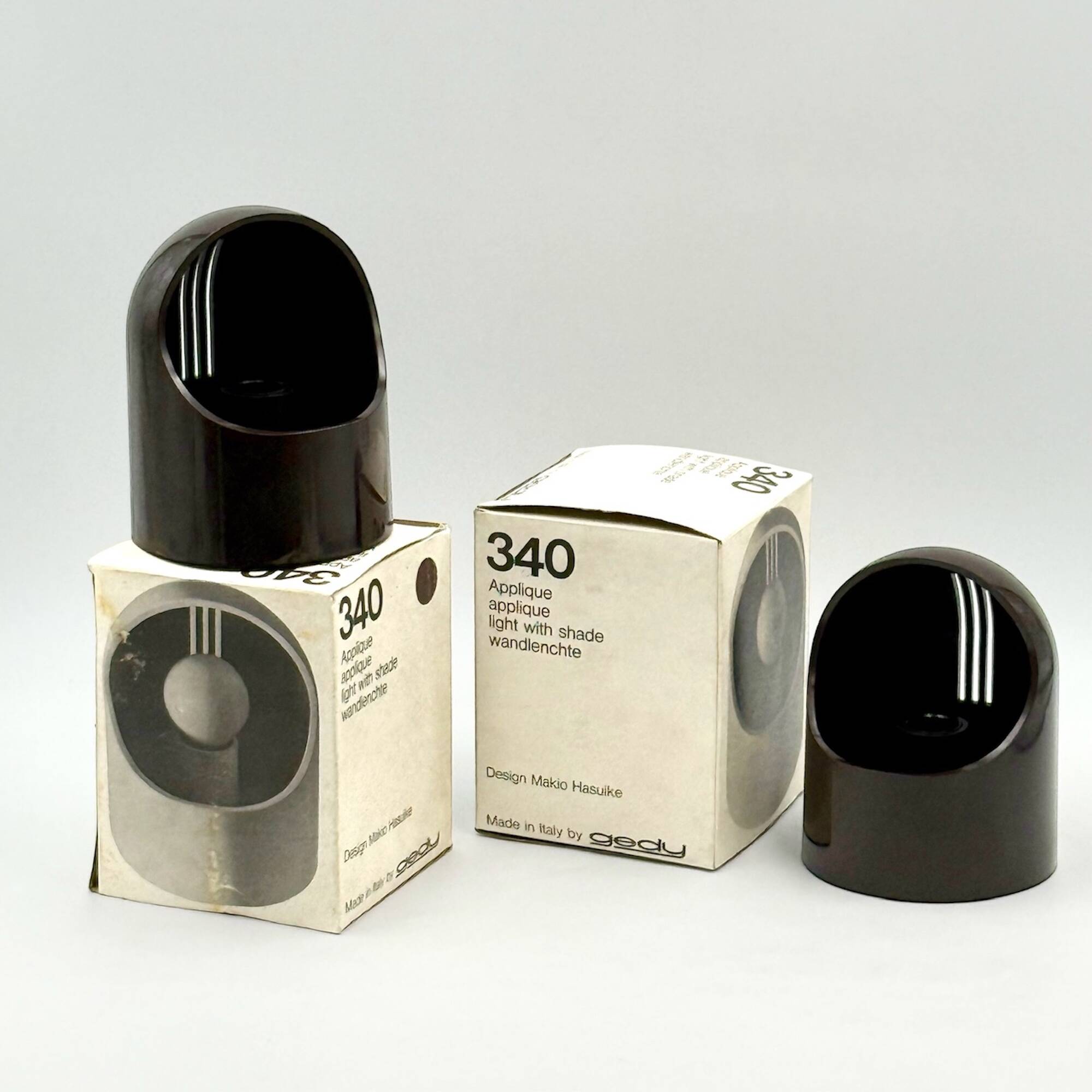 Pair of Brown Gedy Wall Lamps by Makio Hasuike 1970s Italian Design NOS