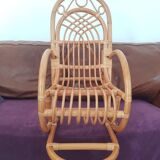 Fauteuil à bascule bambou et rotin pour enfant