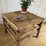 Vintage square bamboo coffee table, H. 38cm W. 47cm D. 47cm