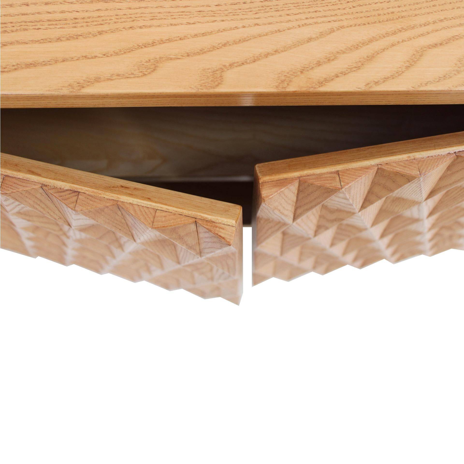 Hand-Carved Solid Oak Italian Sideboard with Four Doors, Brutalist Style