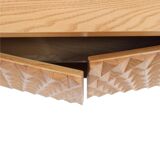 Hand-Carved Solid Oak Italian Sideboard with Four Doors, Brutalist Style