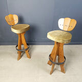 Set of 4 vintage brutalist bar stools, 1960s