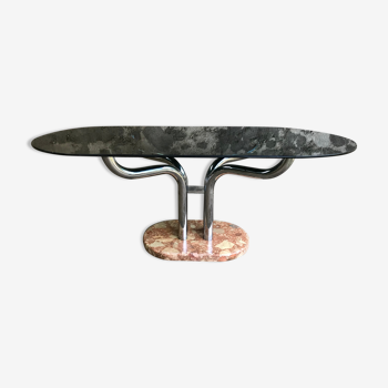 Smoked glass table marble foot