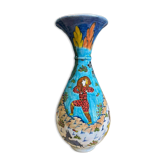 Rare vintage vase Altin Gini in Turkish Kütahya glazed earthenware, handmade and signed.