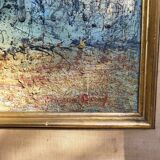Vintage canvas “The Guitarist” – framed textured painting