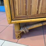 Vintage rattan side table in Audoux Minet style